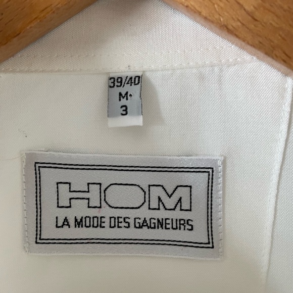 Vintage Hom La Mode Des Gagneurs Tie Print Shirt Size M 46” White Multi Quirky - Picture 8 of 10